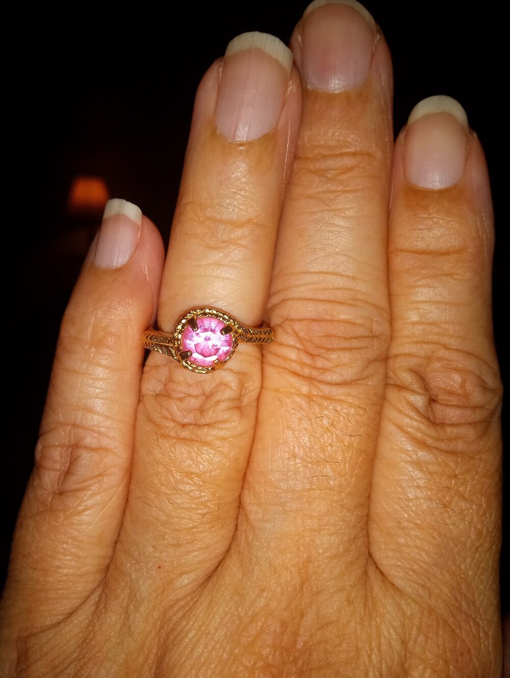 AVON Vintage Gold-Tone Ring with Pink Stone - Women Jewelry